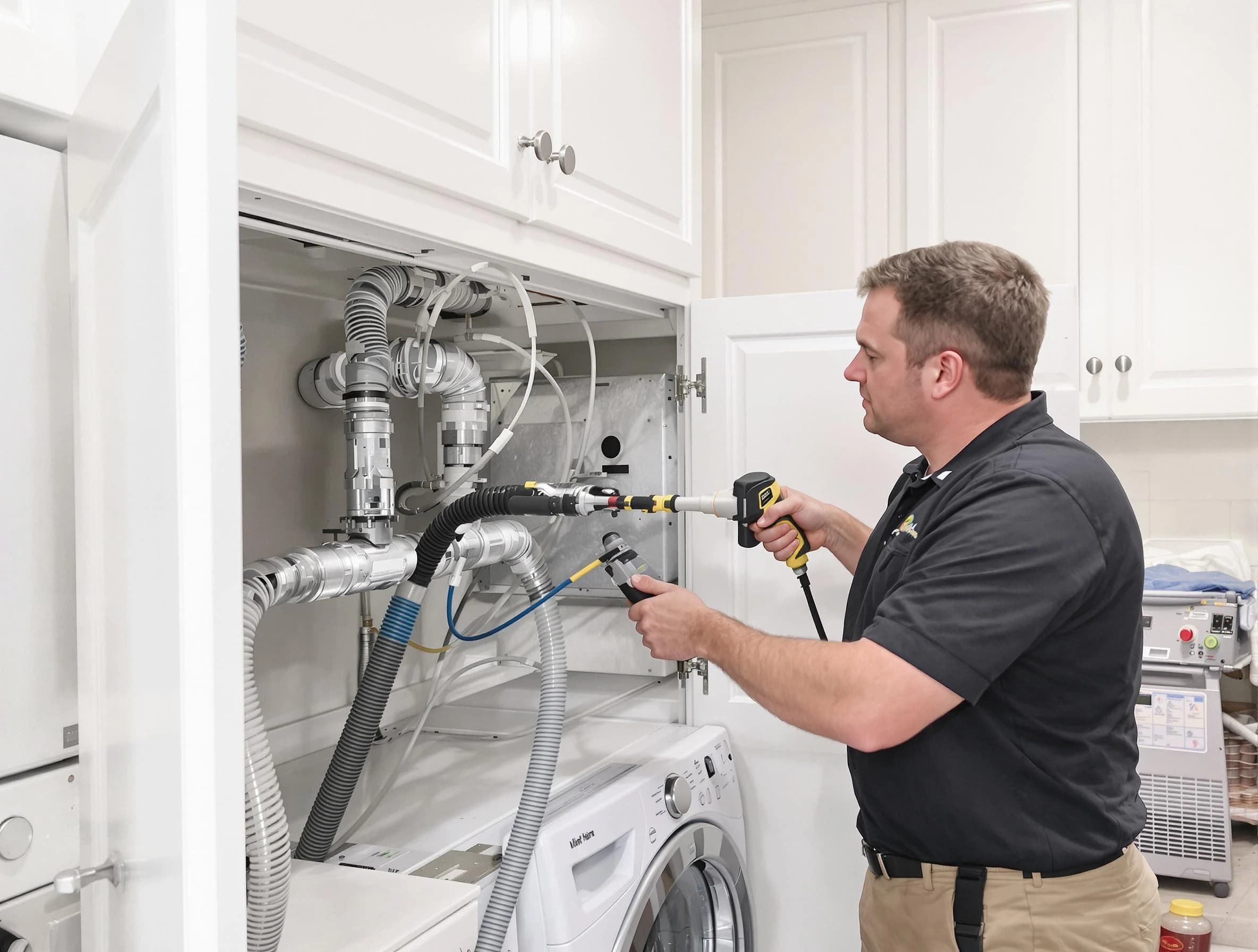 Guthrie Dryer Vent Cleaning professional removing severe blockage from a clogged dryer vent in Guthrie