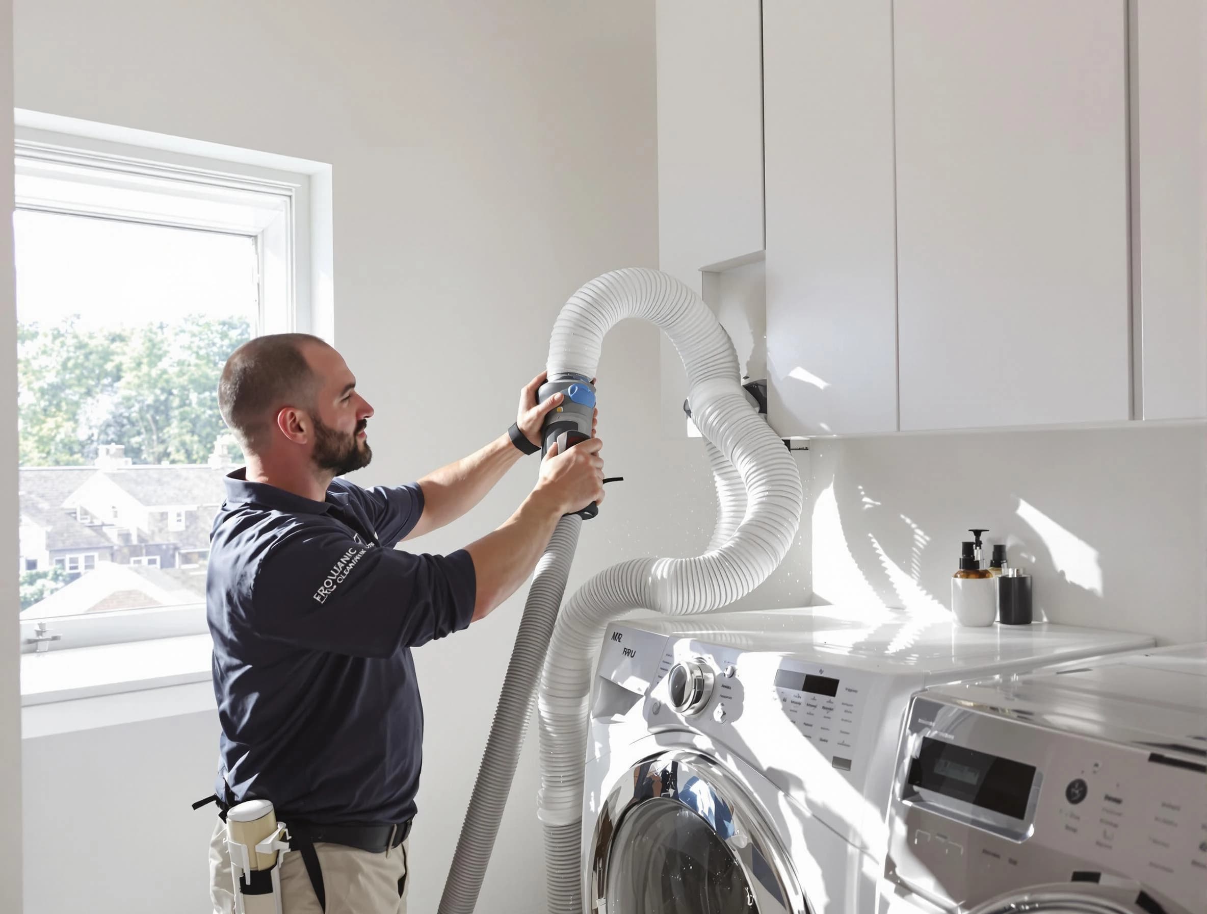 Certified Guthrie Dryer Vent Cleaning technician performing dryer vent cleaning in Guthrie