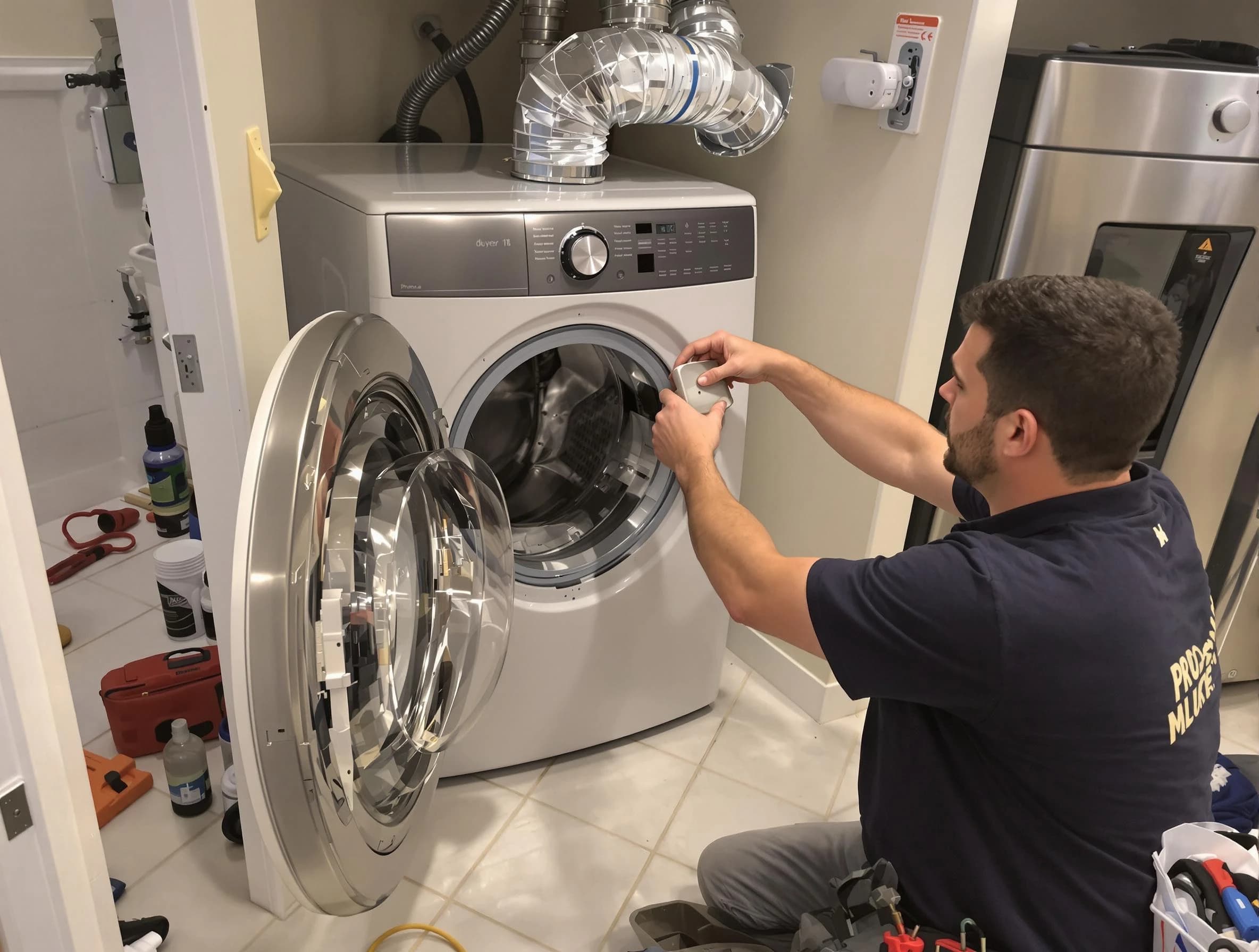 Guthrie Dryer Vent Cleaning technician performing precise dryer vent hose installation in Guthrie