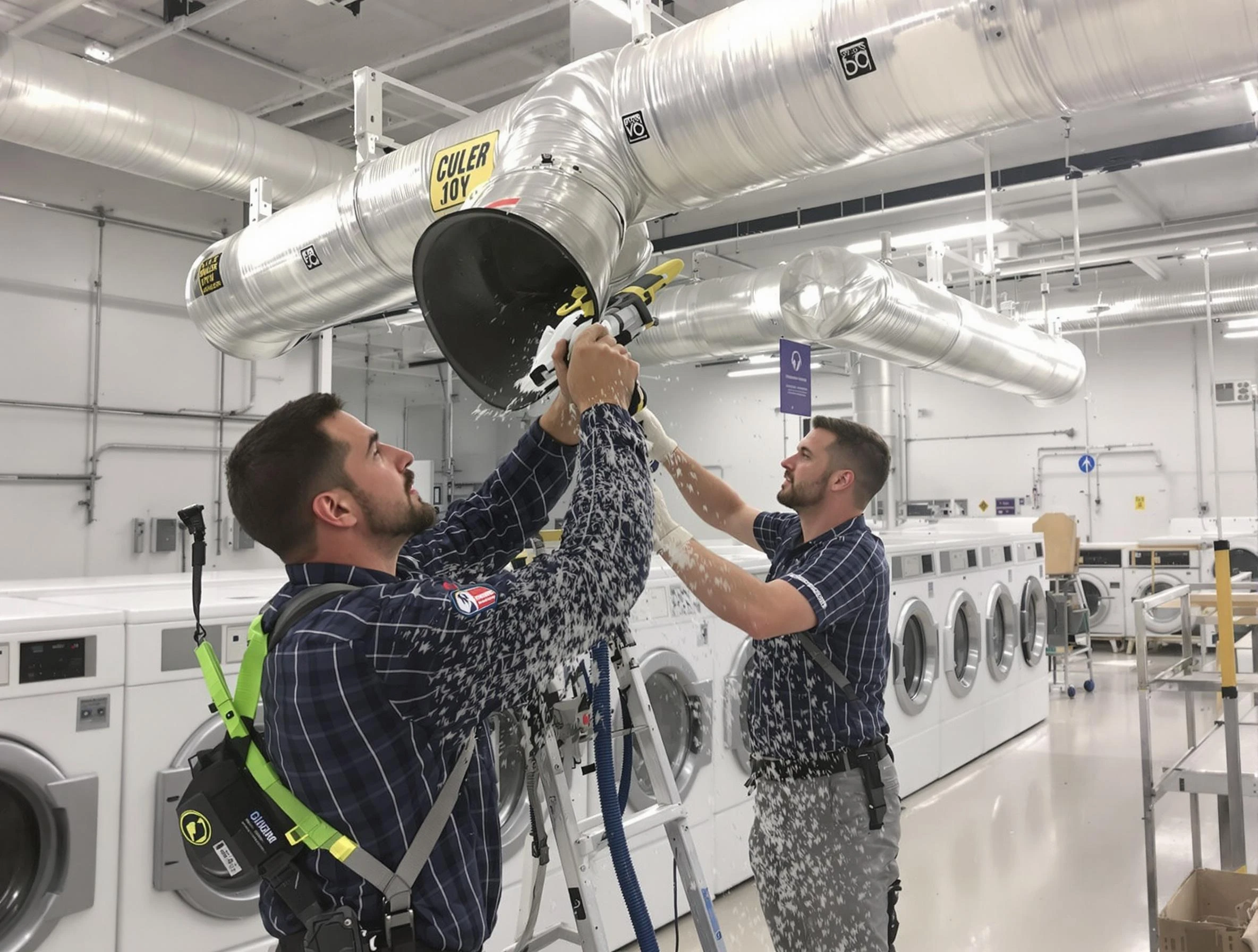 Guthrie Dryer Vent Cleaning team performing large-scale commercial dryer vent cleaning in Guthrie